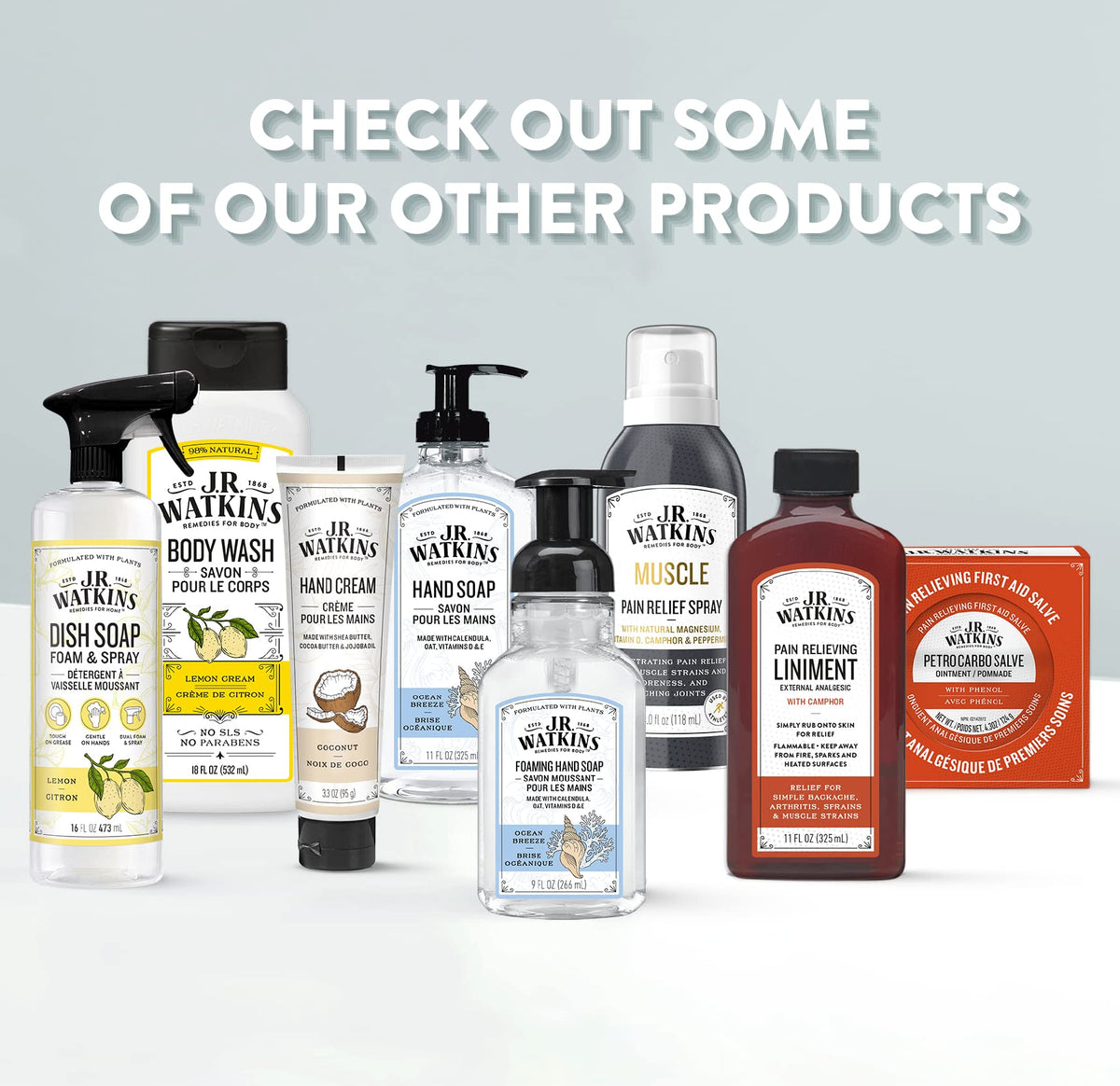 J.R. Watkins recyclable bottle marking showing eco-friendly benefit