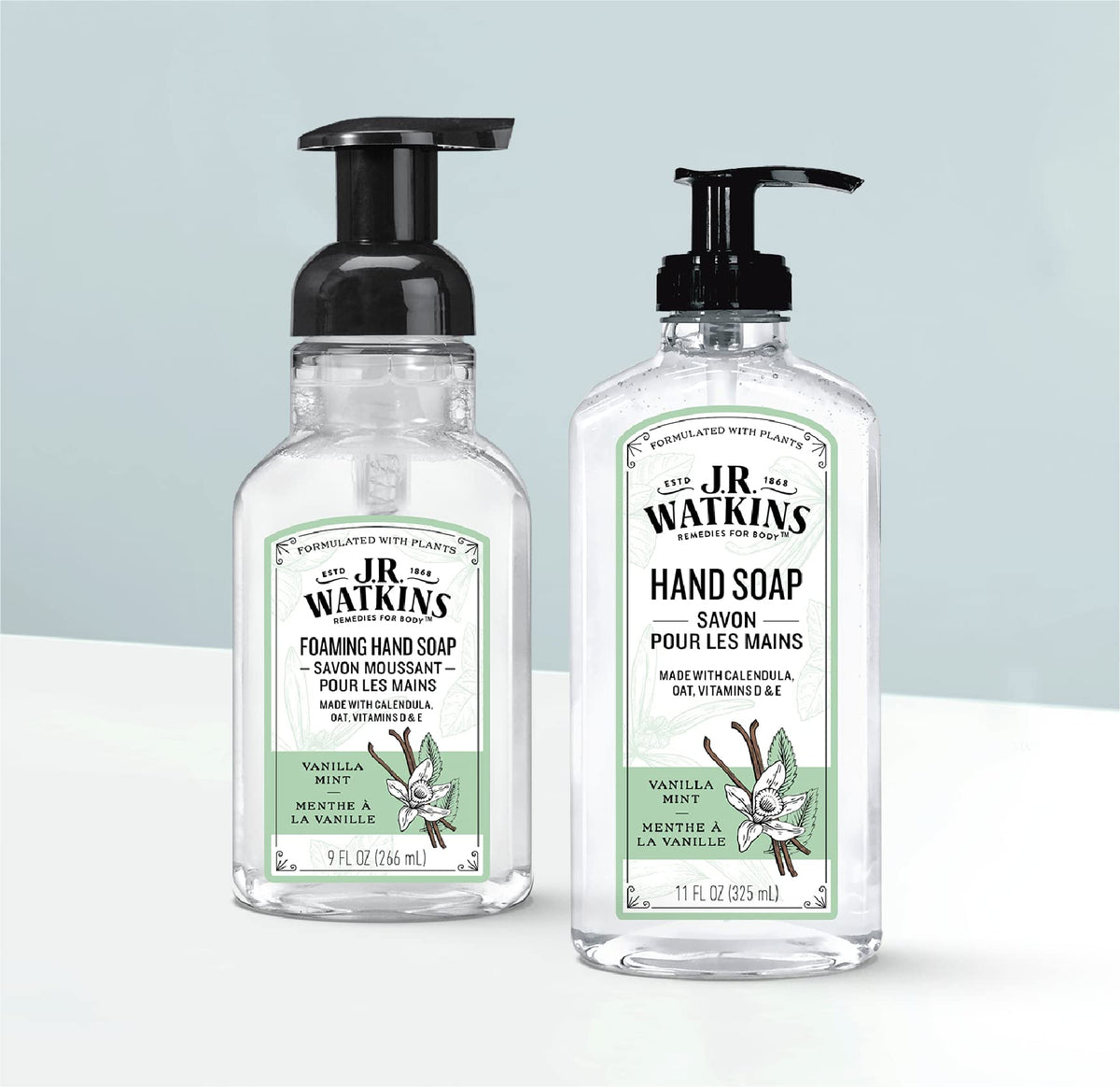 J.R. Watkins whipped foam texture on hand showing gentle cleansing