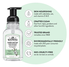 J.R. Watkins pump close-up demonstrating easy foaming dispense benefit