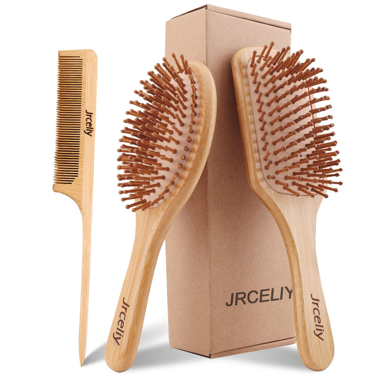jrceliy paddle brush front view shows smooth detangling benefit