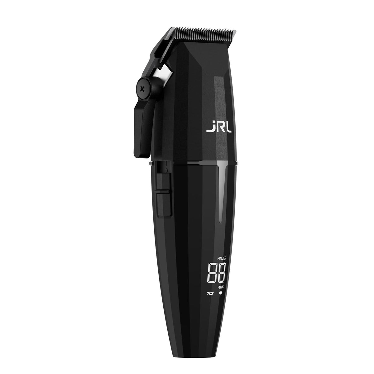 JRL Onyx fade precision blade close-up showing cool-to-touch material benefit
