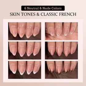 Jsiallye application demo of a woman pressing a French tip for fast at-home manicure
