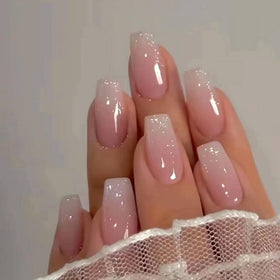 Jsiallye close detail of pink gradient finish highlighting smooth ombré look