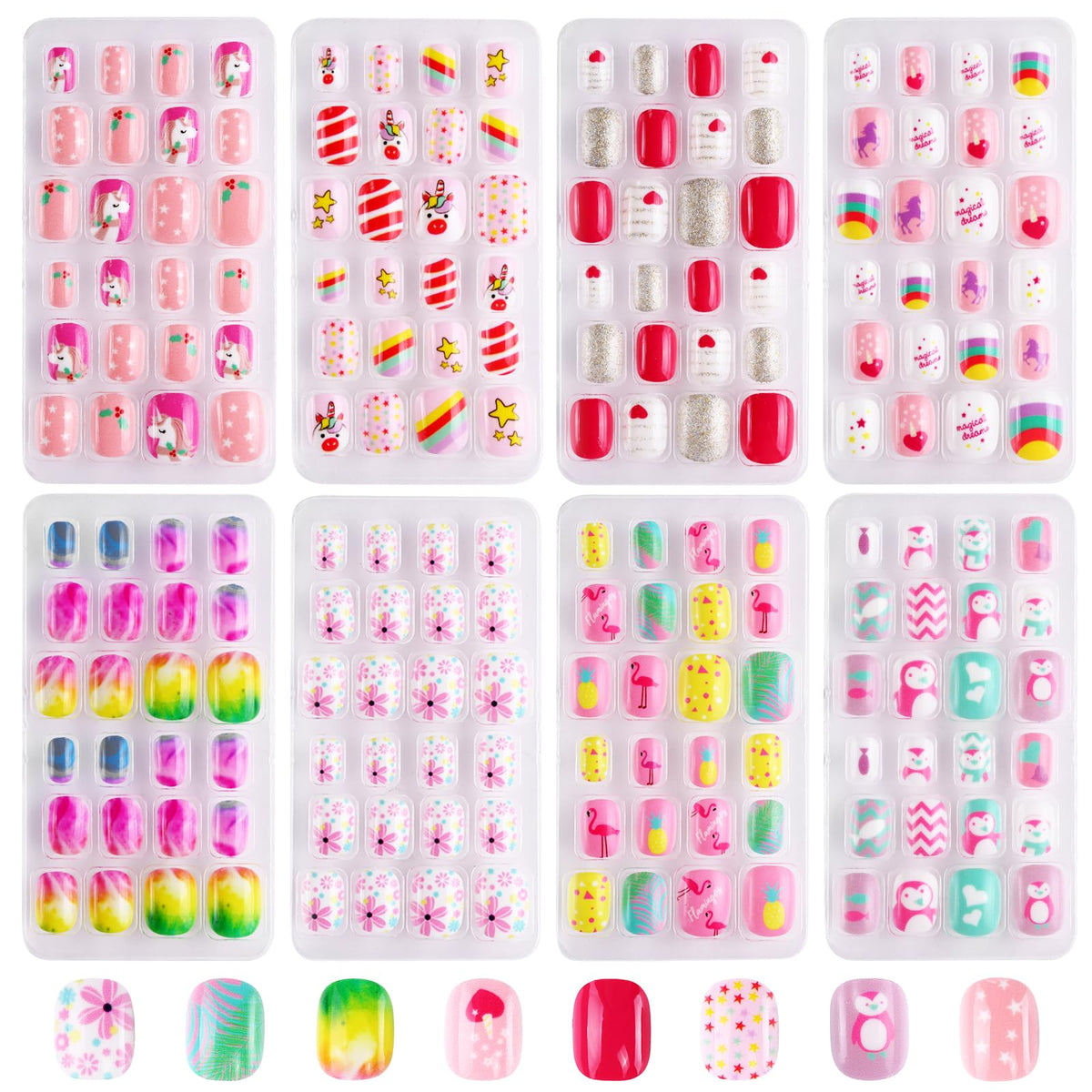Jsiallye front packaging showing 192-piece kids nail kit and colorful box benefit: organized gift
