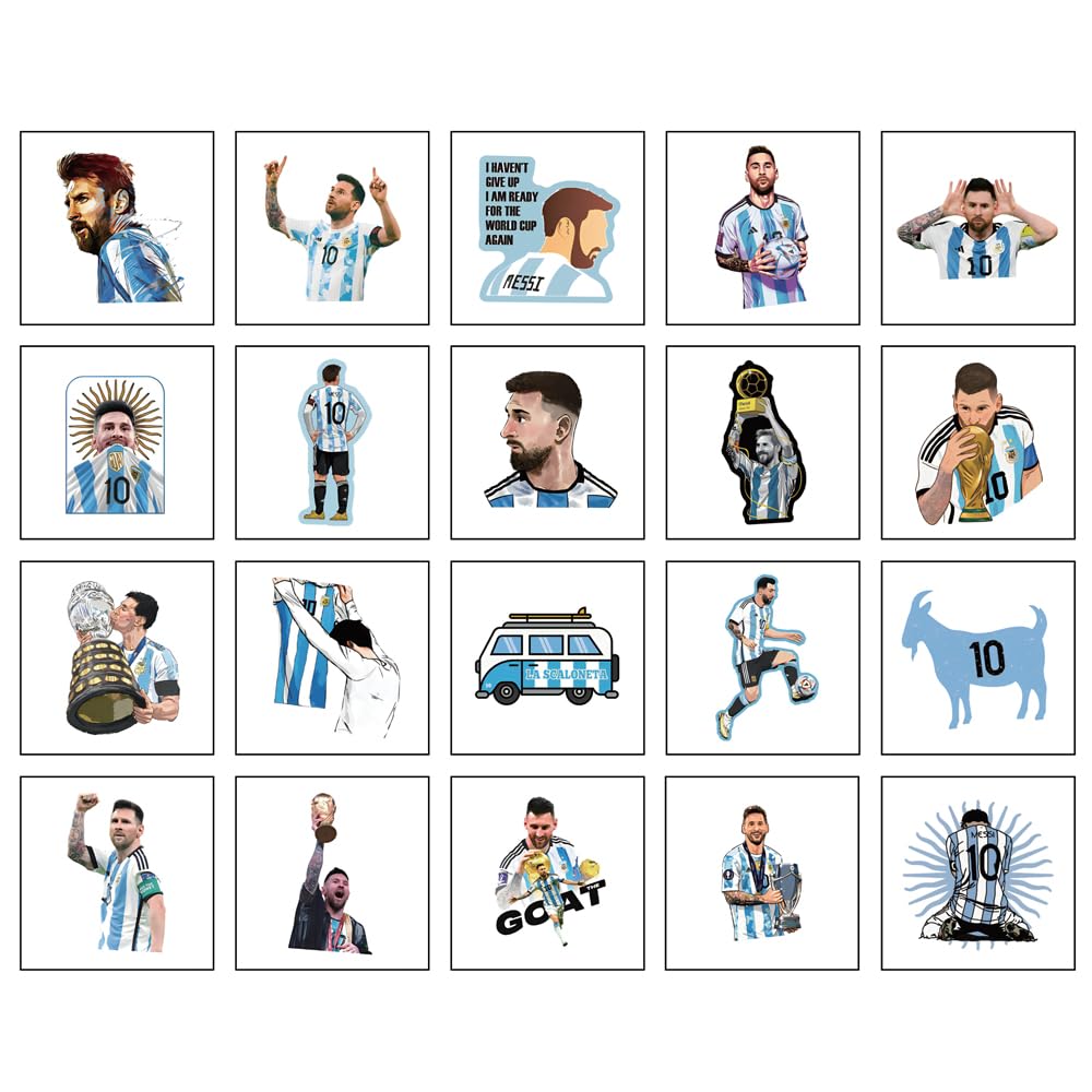 JSYAVG close-up of a 5x5cm sheet highlighting colorful Messi-style cartoon artwork