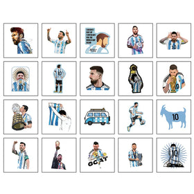 JSYAVG close-up of a 5x5cm sheet highlighting colorful Messi-style cartoon artwork
