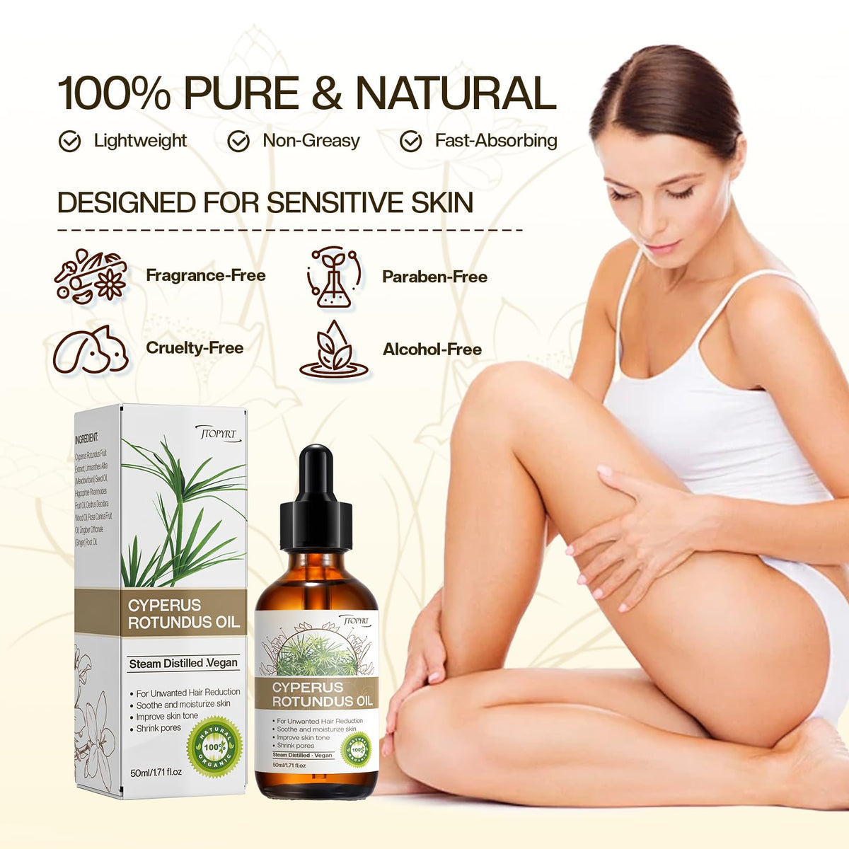 Jtopyrt label closeup highlighting ingredients for soothing skin