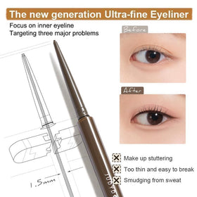 JUDYDOLL pencil applied to inner lash line demonstrating precise, no-tug control