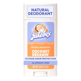 JUKEBOX front packaging showing Coconut Dreamin deodorant for confident freshness