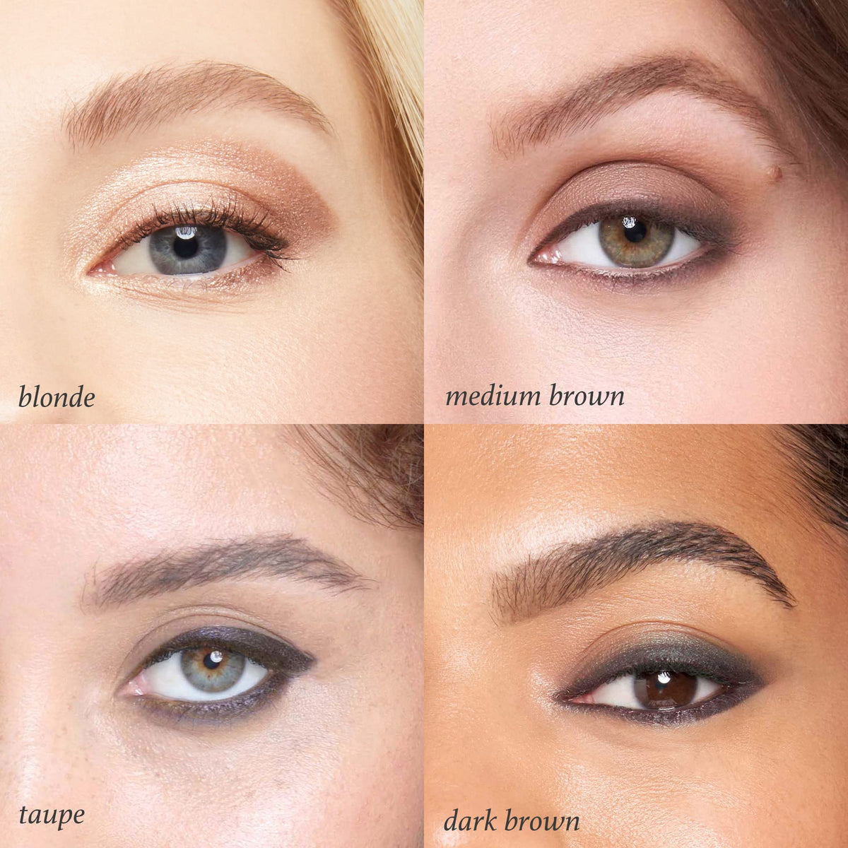 Julep dual-ended brow tool held between fingers to show compact travel-friendly size