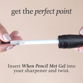 Julep pencil cap removed with sharpened point showing maintained precision