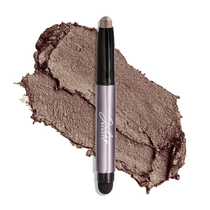 Julep front view of taupe shimmer stick showing shade and cap, easy application benefit