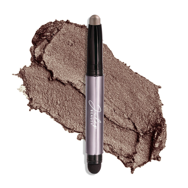 Julep front view of taupe shimmer stick showing shade and cap, easy application benefit
