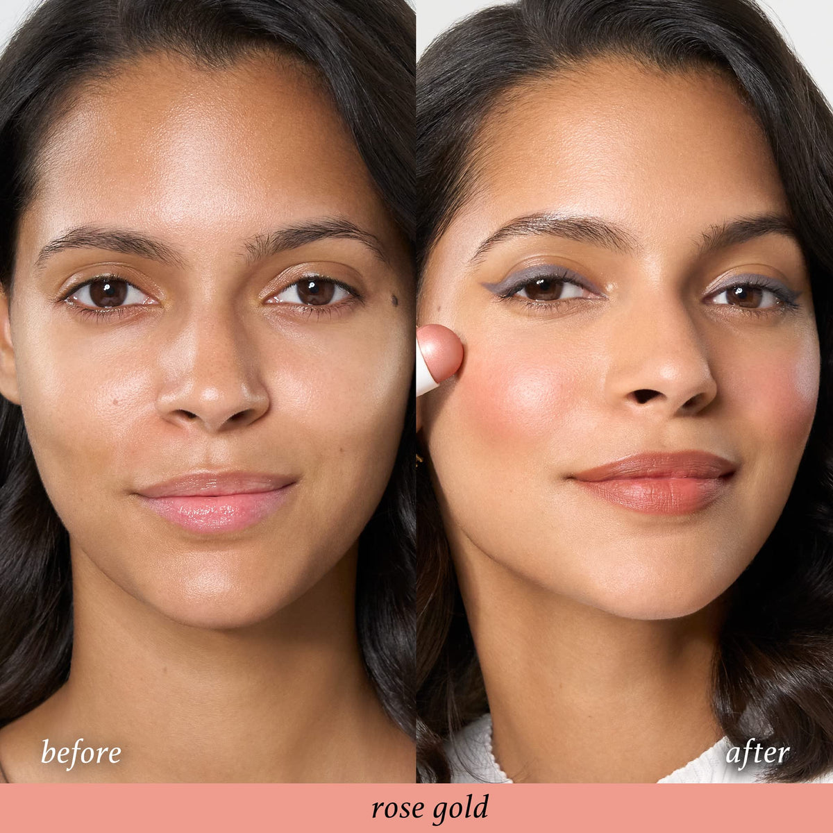 Julep blush stick held in hand to show portable size and ease