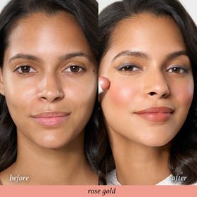 Julep blush stick held in hand to show portable size and ease