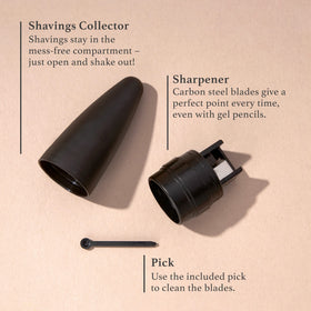 Julep sharpener with eyeliner inserted demonstrating easy twist sharpening