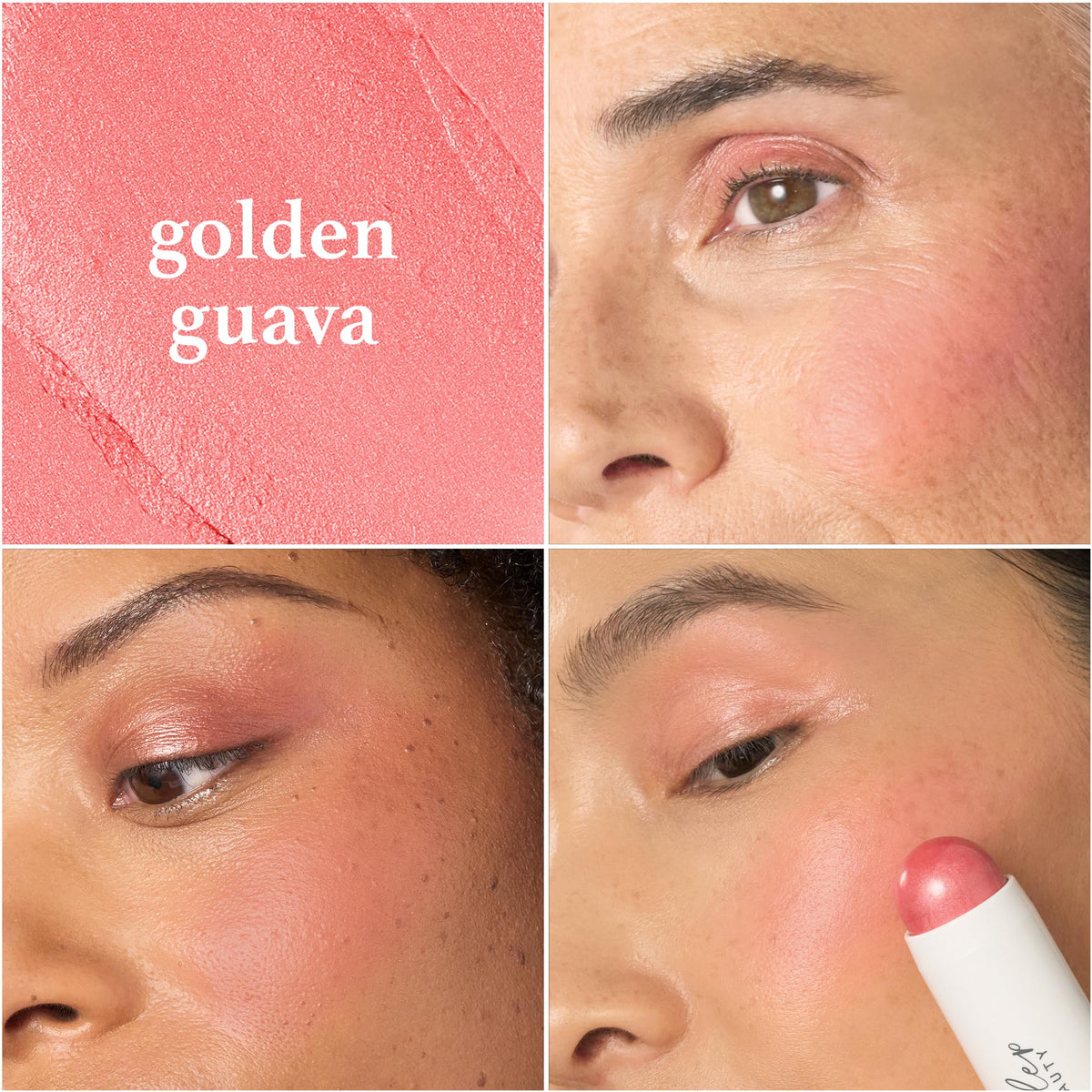Julep blush stick twisted up displaying creamy tip for easy fingertip use