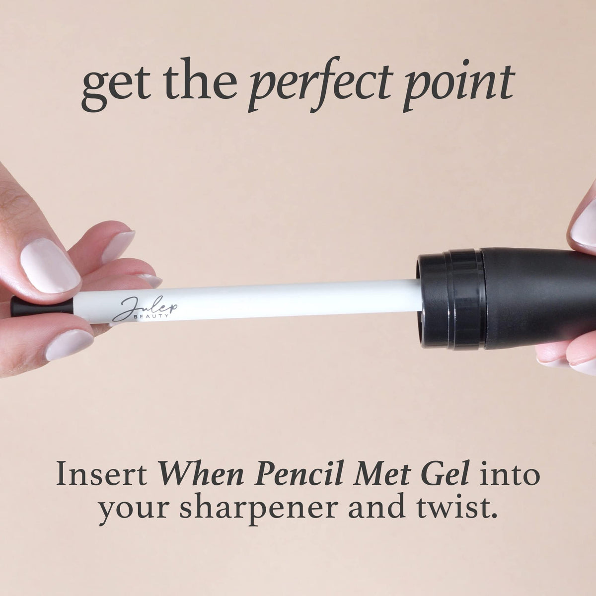 Julep pencil next to coin for scale showing compact size for on-the-go use benefit