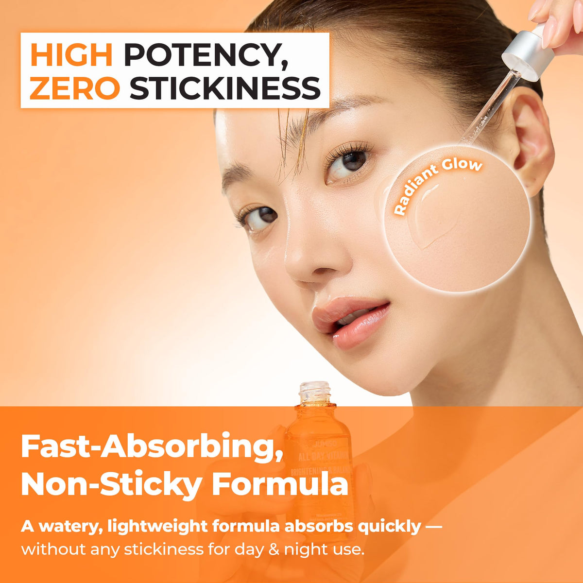 JUMISO serum absorbed on back of hand demonstrating smooth hydrated finish