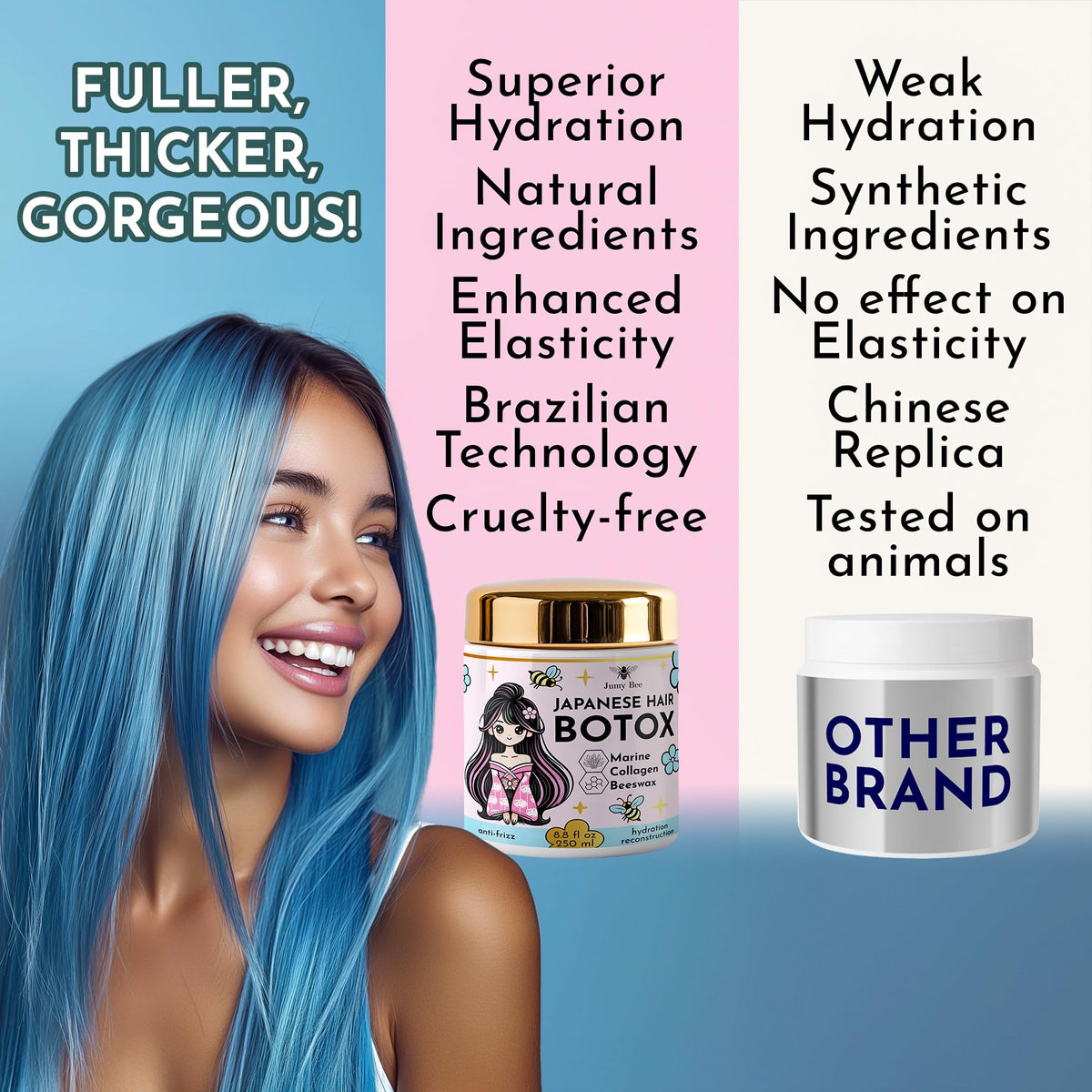 Jumybee ingredients label close-up highlighting keratin and collagen
