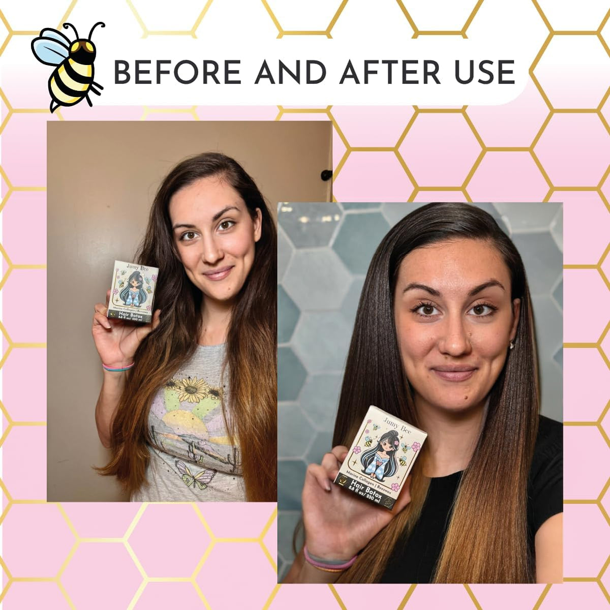 Jumybee professional stylist applying treatment in salon for smoothing