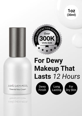 JUNG SAEM MOOL open jar top view with visible cream, emphasizes smooth absorbent formula
