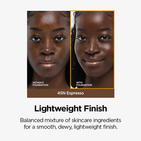 JUNG SAEM MOOL texture swatch on wrist, demonstrates dewy hydrated finish