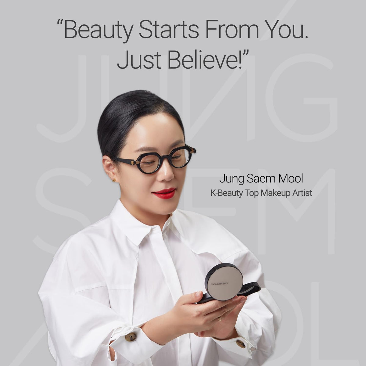 JUNG SAEM MOOL lifestyle bathroom vanity shot conveying everyday use and hydrated glow
