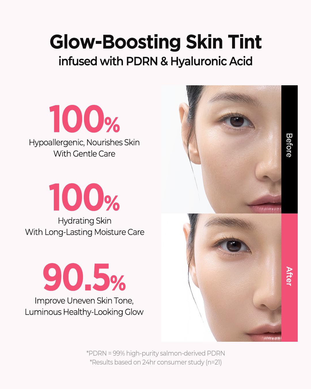 JUNG SAEM MOOL serum skin tint texture swirled on white surface, highlighting lightweight dewy formula