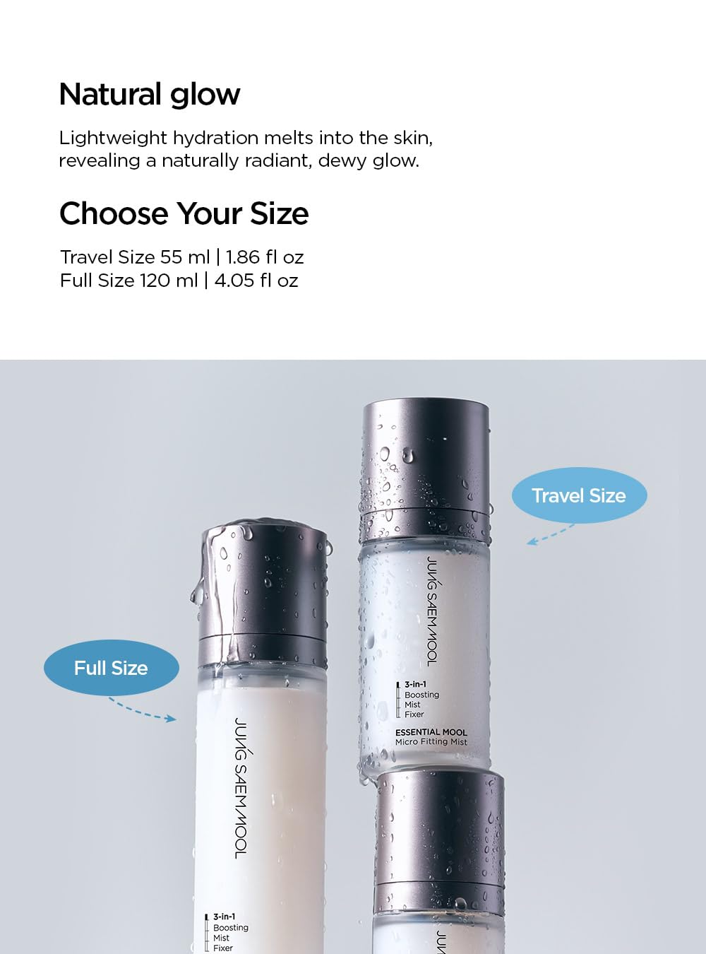 JUNG SAEM MOOL next to ruler for 4.06 fl oz size comparison convenience