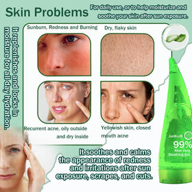 JunKuJK aloe gel applied to hand to show easy spreadability and instant hydration