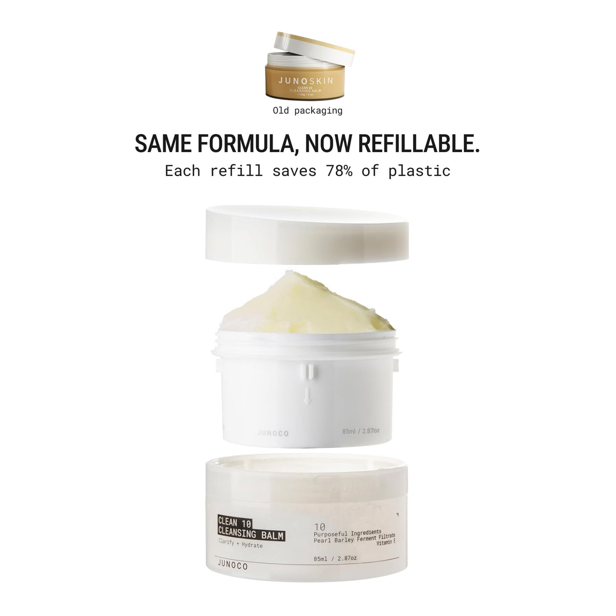 JUNO & Co. balm massaged on skin showing effective makeup lift