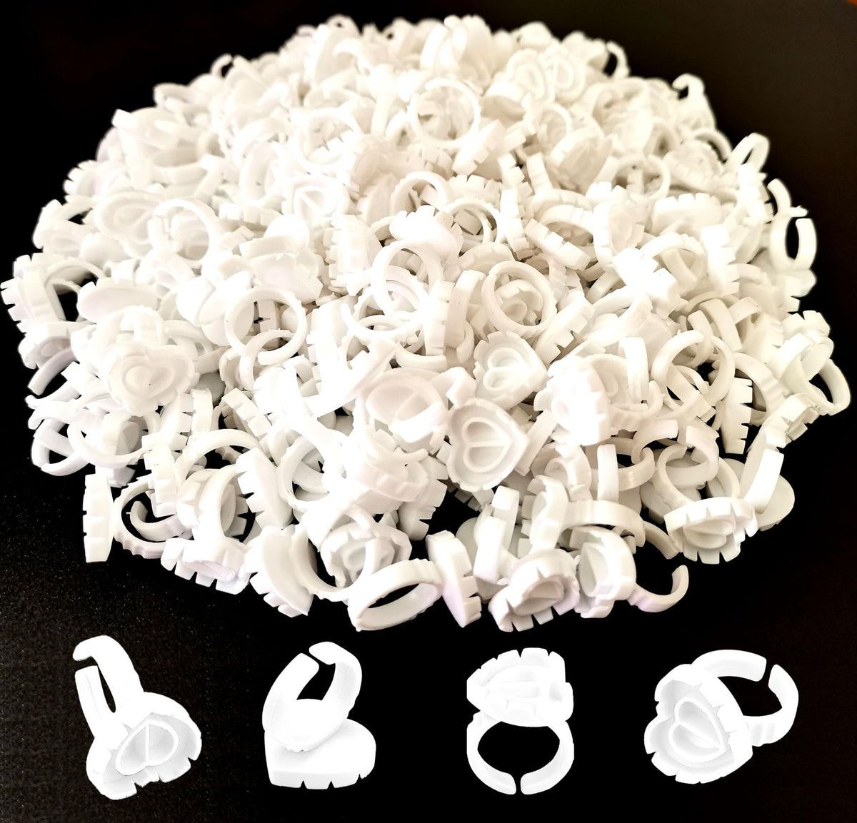 Jusbuya front packaging showing 300 white heart glue cups and benefits