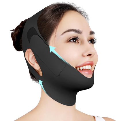 Juskaa front view of black chin strap showing sleek fit and contouring benefit