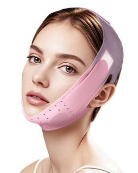 JUSMORE front view of pink silicone chin strap highlighting sleek fit and easy wear