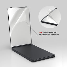 JUSRON mirror size comparison with hand for portability benefits