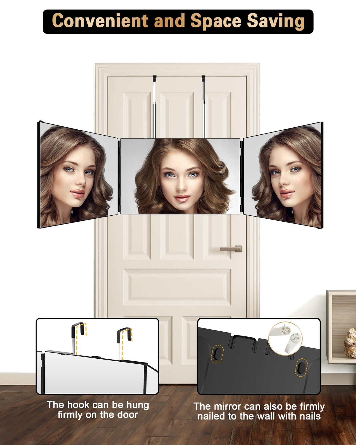JUSRON wall-mounted closeup hooks showing secure hanging benefit