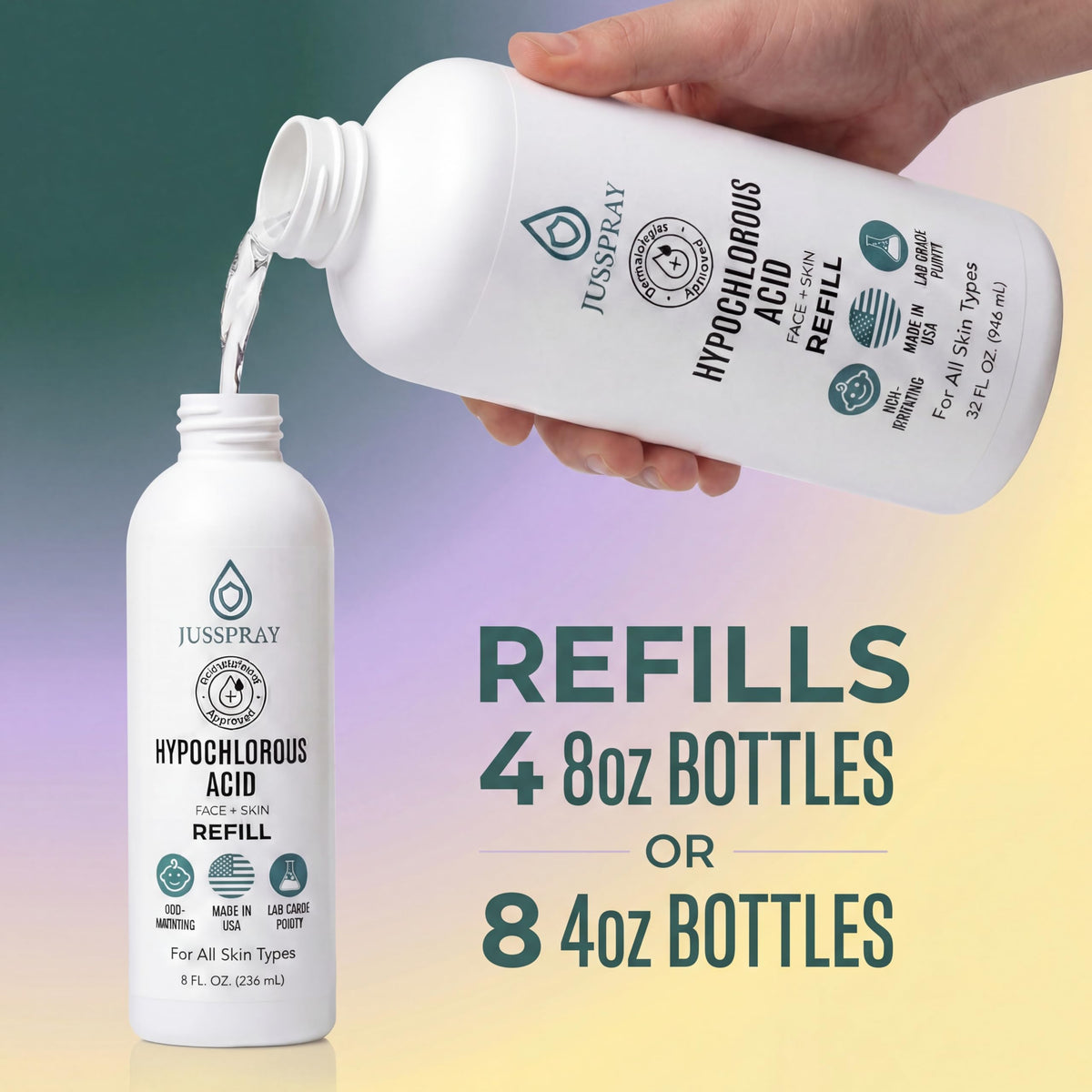 Jusspray close-up mist nozzle highlighting precise spray delivery for gentle use