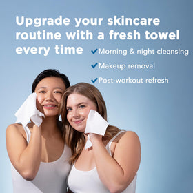 Just Clean Skin towel absorbing cleanser to show ultra-absorbency