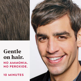 Just For Men application combing hair for quick targeted gray coverage