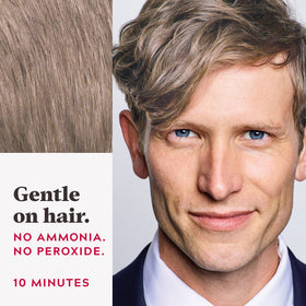 Just For Men combing color through hair in use, showcasing quick targeted gray coverage benefit