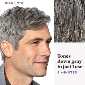 Just For Men application in use on a man showing quick five-minute results