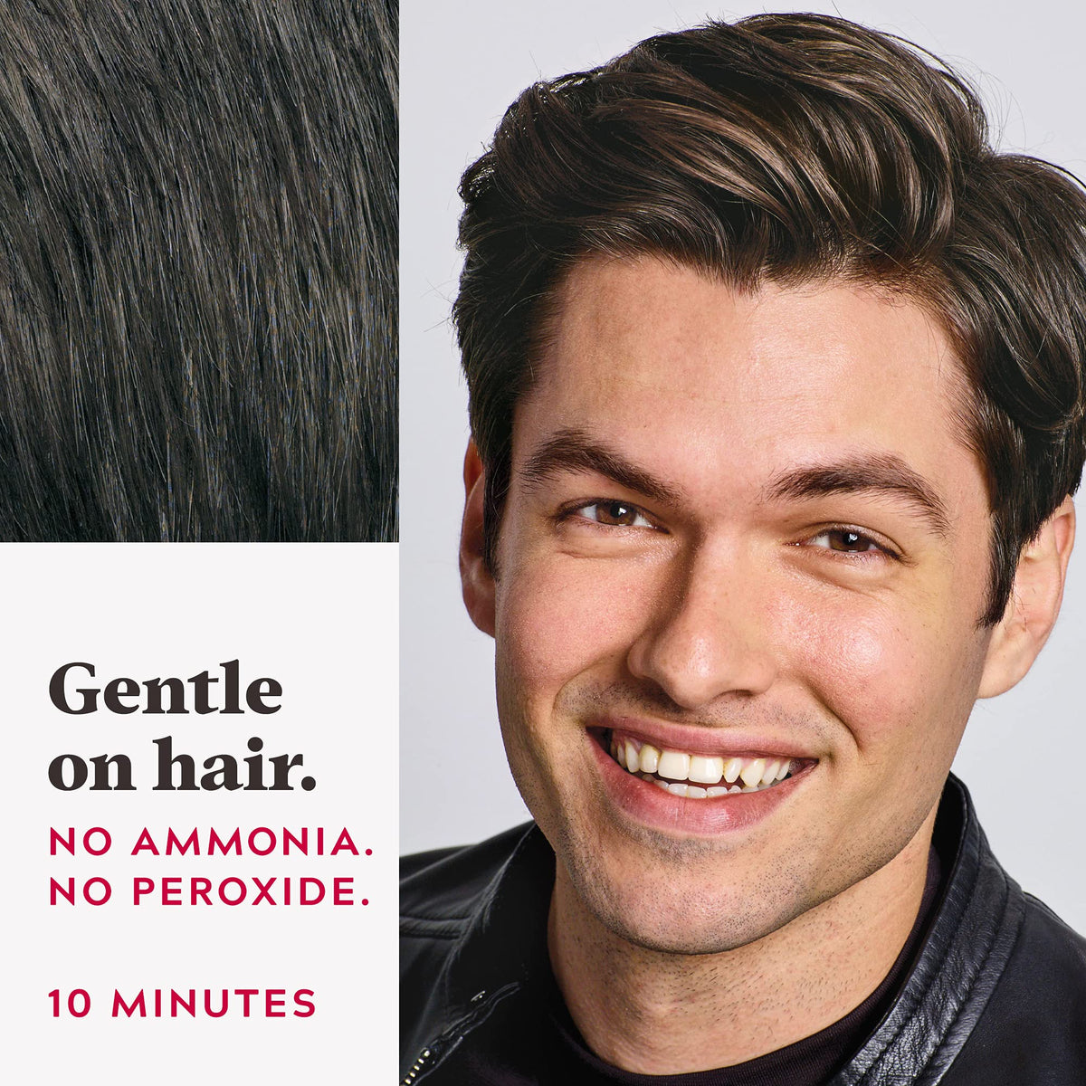 Just For Men being combed into hair for quick gray coverage