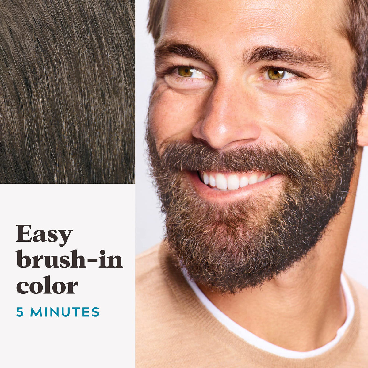 Just For Men applied on beard in use demonstrating fast five minute results