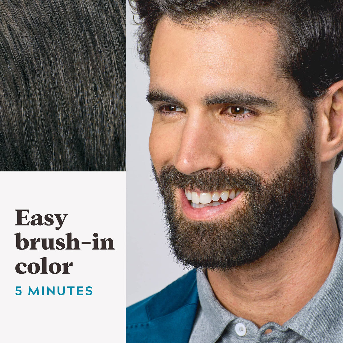 Just For Men before and after beard comparison showing fuller coverage