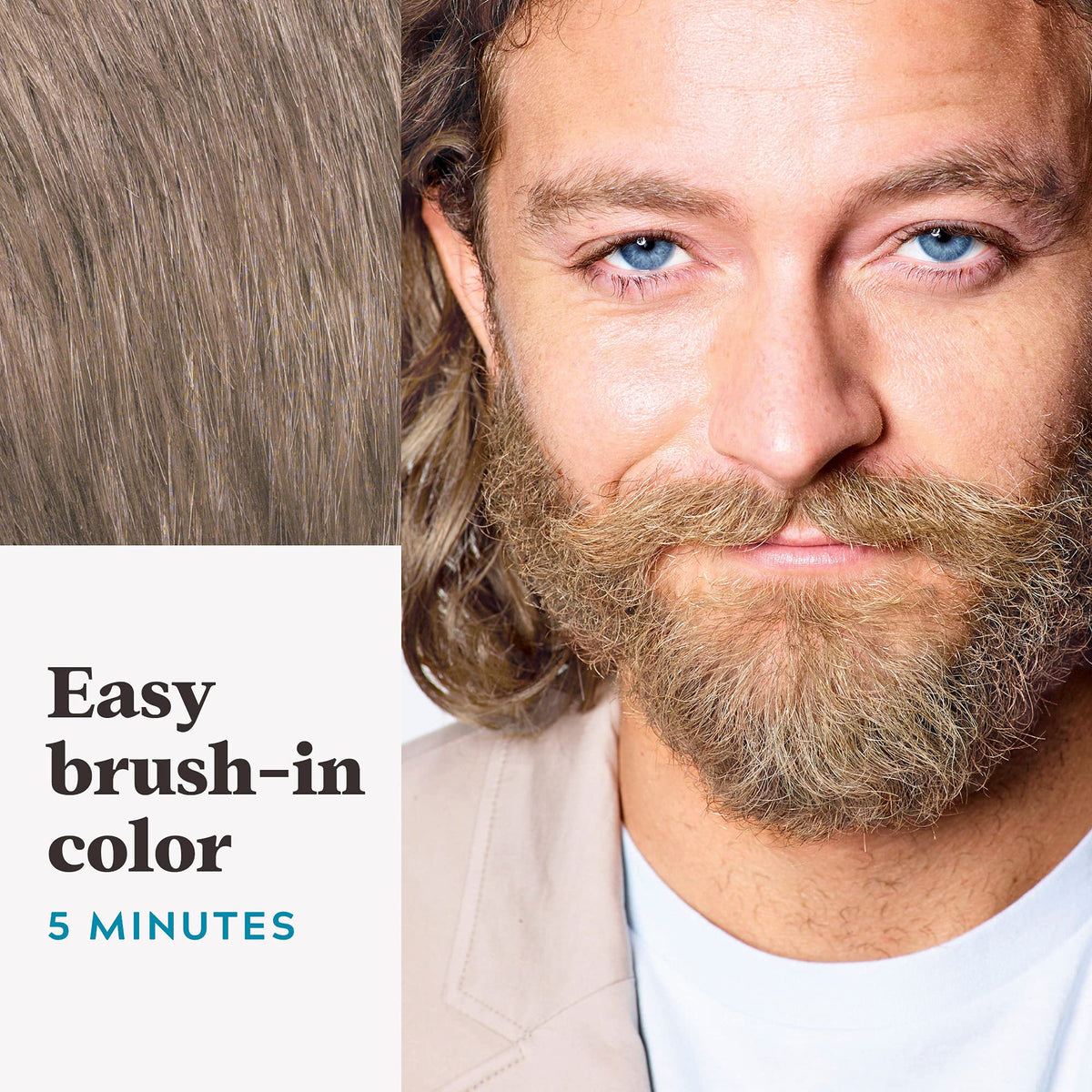 Just For Men bottle with keratin and biotin highlighting nourishing ingredients