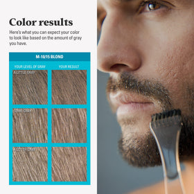 Just For Men kit contents laid out showing brush, tubes, and instructions