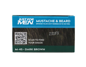 Just for Men before and after mustache demo showing natural-looking coverage benefit
