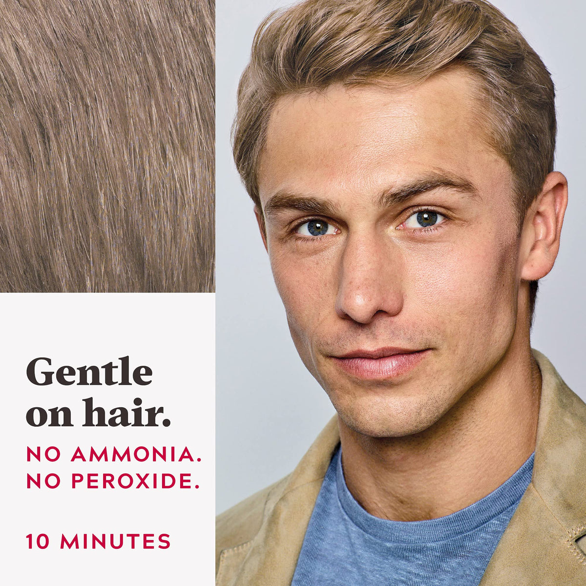Just For Men before and after hair comparison showing natural coverage
