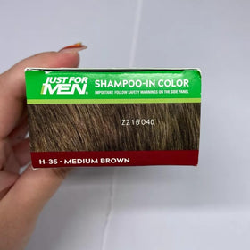Just For Men before and after comparison showing natural-looking gray coverage